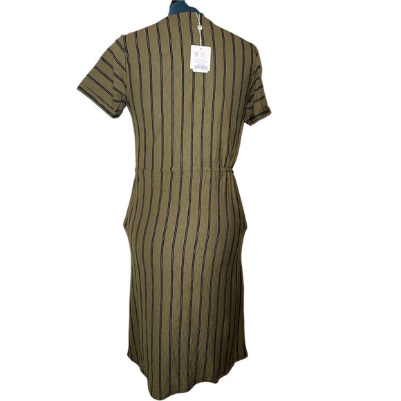 DownEast Green and Black Striped Sheath Dress Size XS 100% Cotton Natura… - Picture 8 of 8
